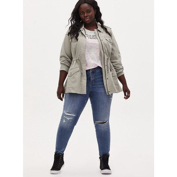 New w/Tags Torrid Twill Lace-Up Back Anorak - Picture 2 of 8